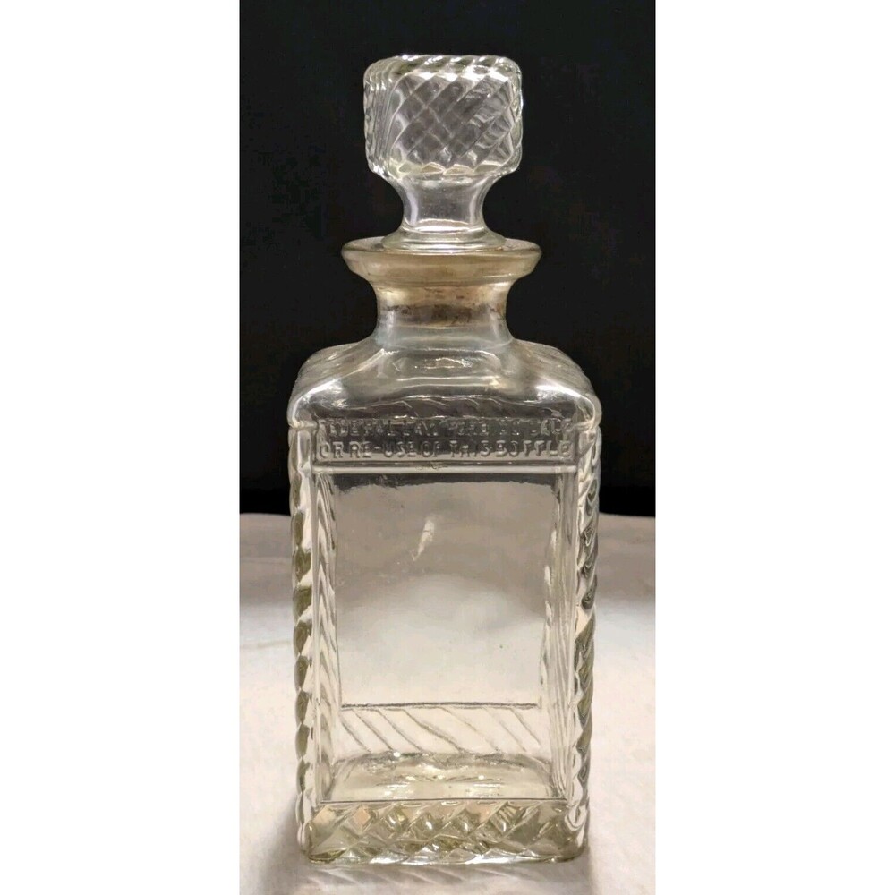 Vintage 1941 Old Mr. Boston Fine Liquor Decanter Bottle Clear Textured Glass